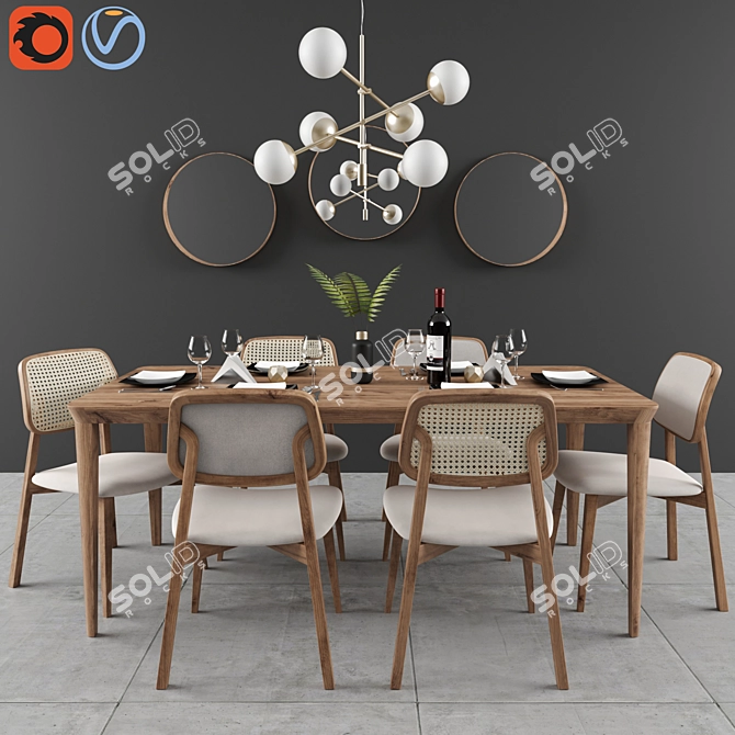 Elegant Lider Dining Set 3D model image 1