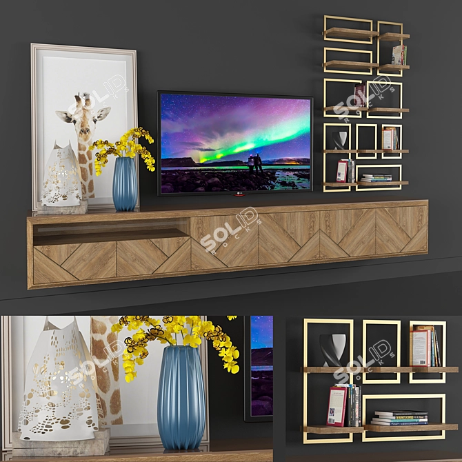 Modern Dekor Set TV Console 3D model image 2