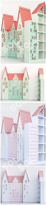 Kids' House-Shaped Cabinet: Detailed Design 3D model image 3