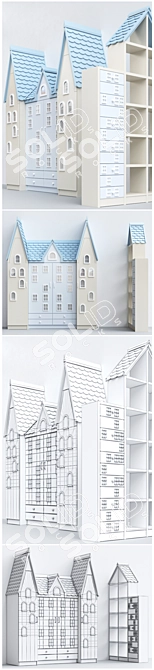 Kids' House-Shaped Cabinet: Detailed Design 3D model image 1