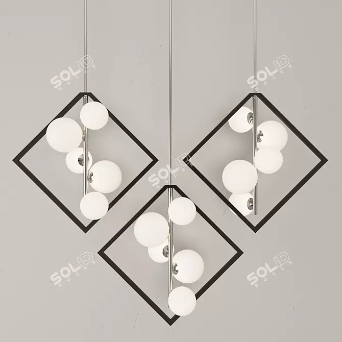 Wendt Geometric Chandelier: Adjustable, Sleek Design 3D model image 1