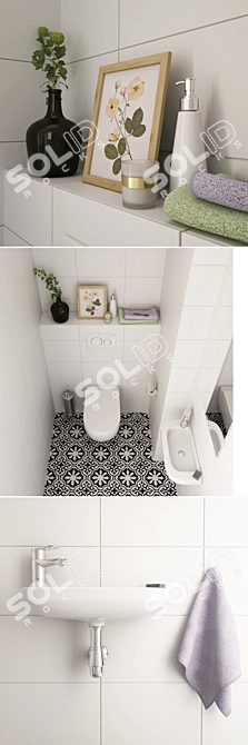 Space-Saving Toilet Set 3D model image 2