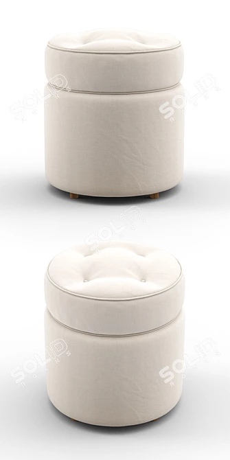 Custom Ottoman with Tufted Design 3D model image 2