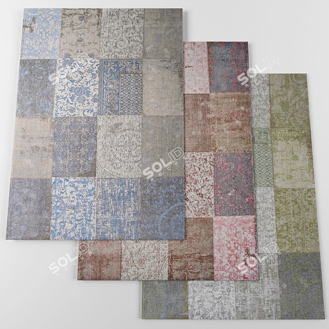 Vintage-inspired Louis de Poortere Carpets  Cameo Collection 3D model image 1