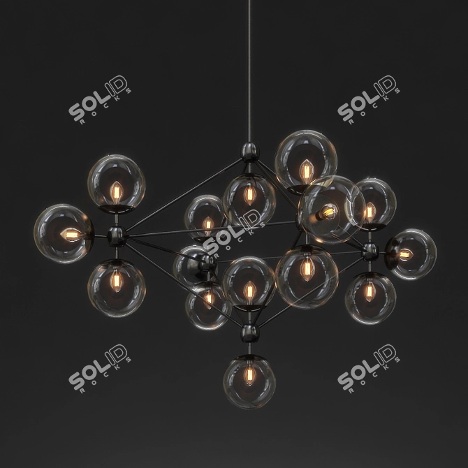 Vintage Glass Chandelier 3D model image 1