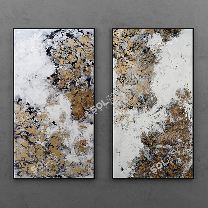 Fluid Art Abstract Painting Set | Modern Minimalist Décor 3D model image 1