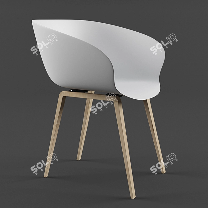 Modern Arm Chair: PP Plastic + Beechwood 3D model image 2