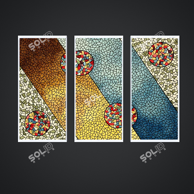 Modern Triptych Wall Art 3D model image 1