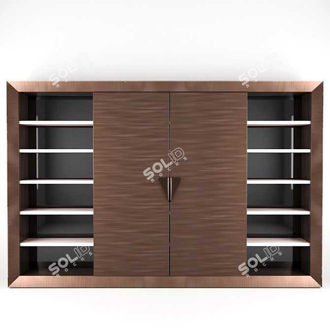 Visionnaire Browine: Italian-made Brown Bookcase with Wood, Leather, and Fabric Materials 3D model image 1