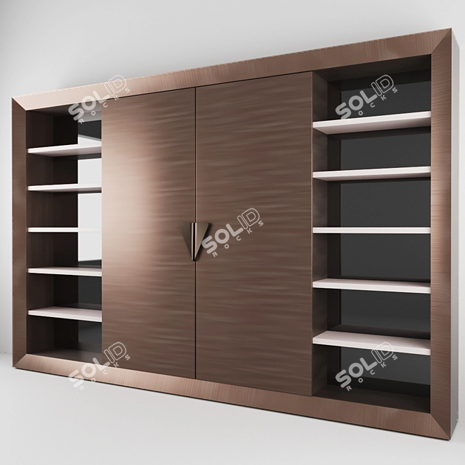 Visionnaire Browine: Italian-made Brown Bookcase with Wood, Leather, and Fabric Materials 3D model image 2