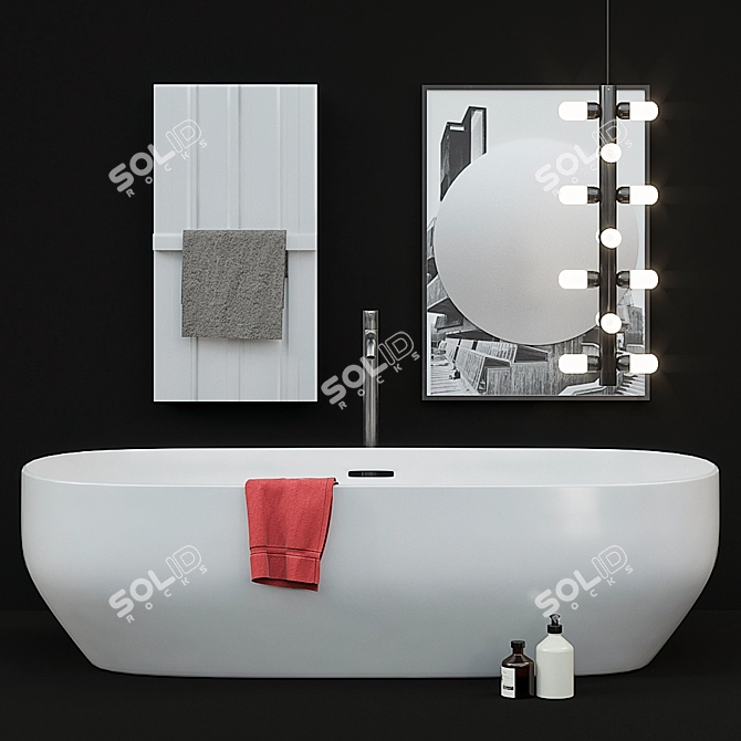 Modern Bathroom Collection: Ago Tub, Bitbarra Heated Towel Rail, Collage Mirror 3D model image 2