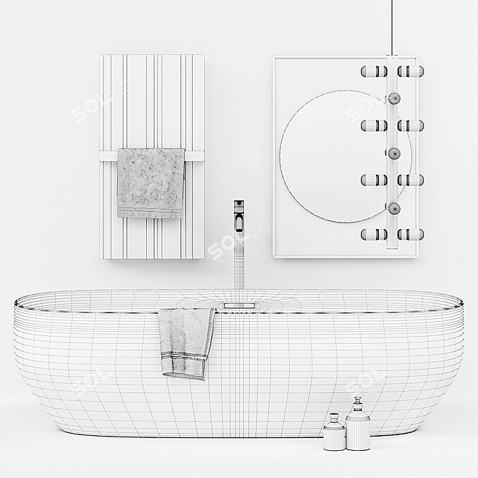 Modern Bathroom Collection: Ago Tub, Bitbarra Heated Towel Rail, Collage Mirror 3D model image 3