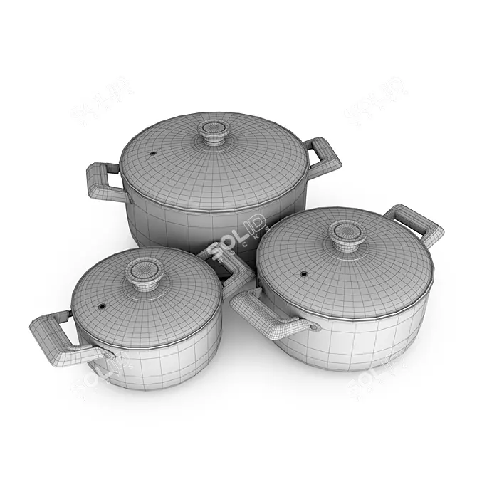 Professional Cookware Set: 22,608 Polygons & 21,645 Vertices 3D model image 3