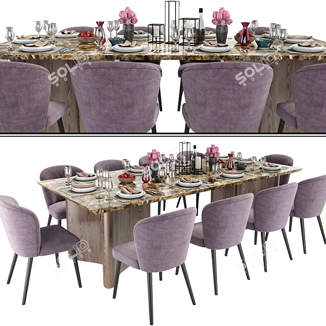 Minotti Aston & Luo Dining Chair Set: Stylish & Elegant Furniture 3D model image 1