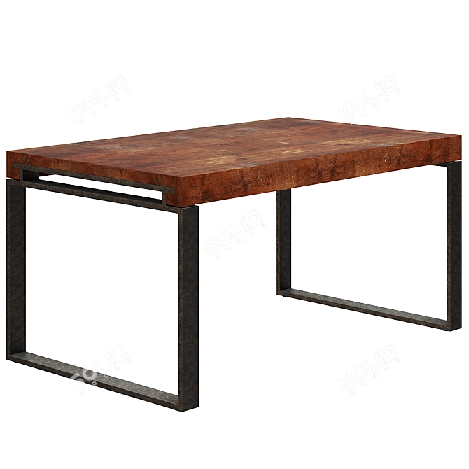  Rustic Industrial Dining Table 3D model image 1