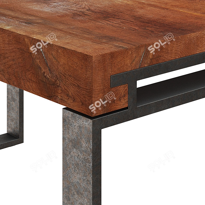  Rustic Industrial Dining Table 3D model image 2