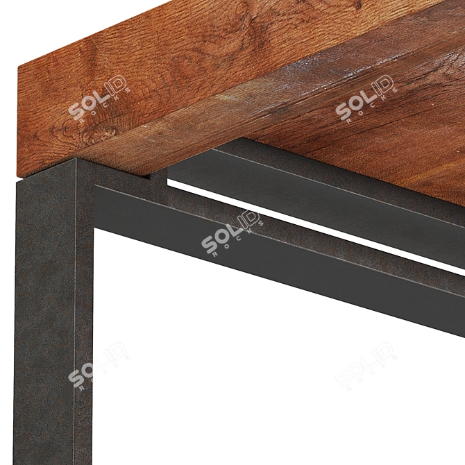  Rustic Industrial Dining Table 3D model image 3