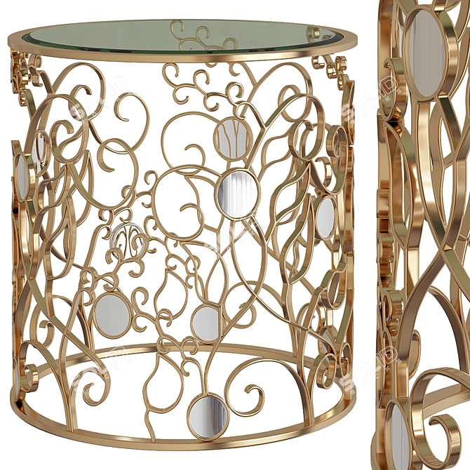 Elegant Tessy Mirror Side Table 3D model image 1