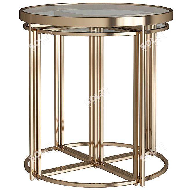 Gilded Harmony Side Table Set 3D model image 2