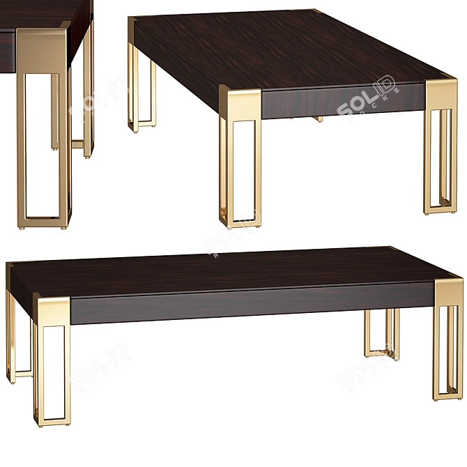 Elegant Brass Coffee Table 3D model image 1