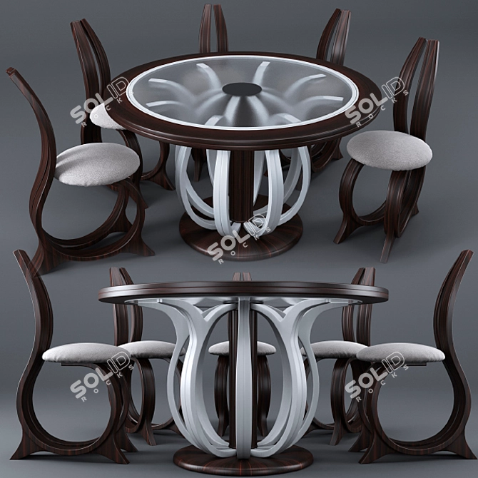 Modern "MONDELUX" Table and Chair Set 3D model image 1