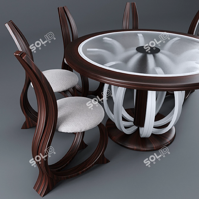 Modern "MONDELUX" Table and Chair Set 3D model image 2