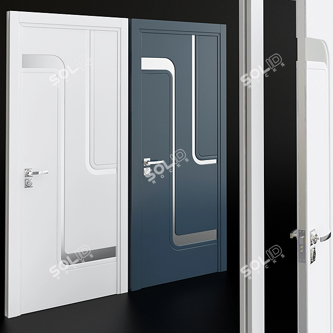 Sleek White Interior Door Set 3D model image 1