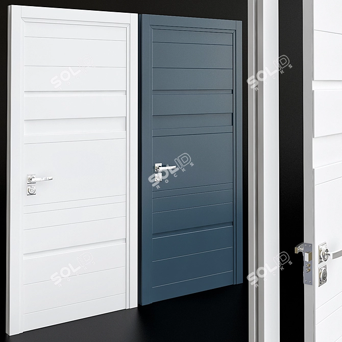 Modern White Panel Interior Door 3D model image 1