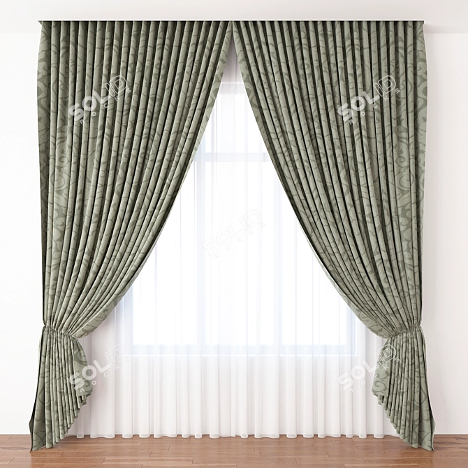 Elegant Drapery Fabric 3D model image 1