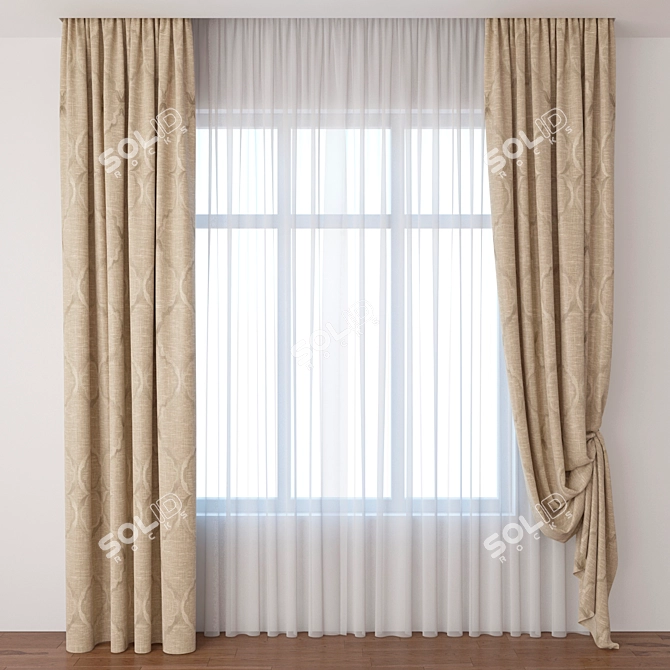 Sleek Design Window Curtain 3D model image 1