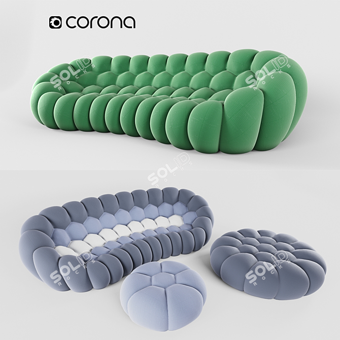 Roche Bobois Bubble Curved 5-Seat Sofa 3D model image 3