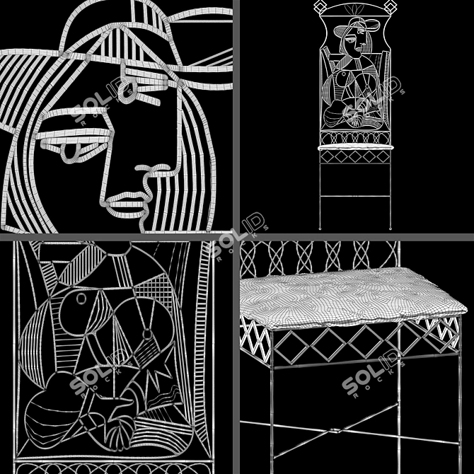 Artistic Picasso Chair 3D model image 2