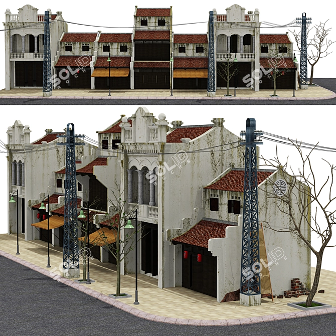 Vintage Charm: Explore the Old Town 3D model image 1