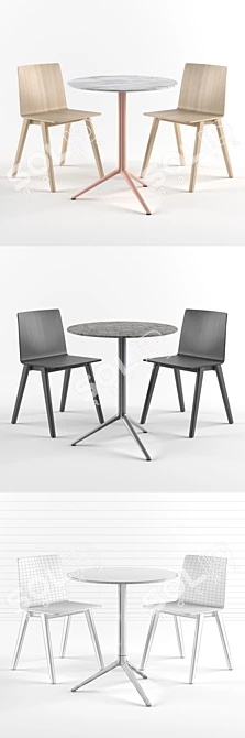 Elliot Osaka Set: Elegant Table & Chairs 3D model image 2