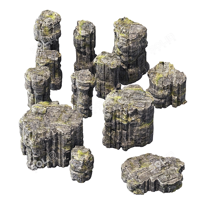 Rockstone 3D Polygon Set 3D model image 2