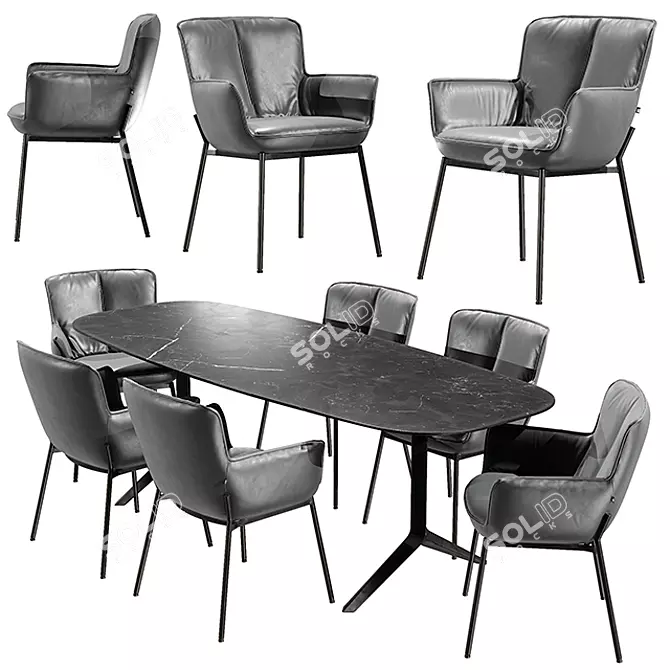 Elegant Comfort: ROLF BENZ 655 Chair & 966 Table 3D model image 1