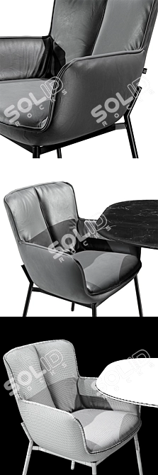 Elegant Comfort: ROLF BENZ 655 Chair & 966 Table 3D model image 2