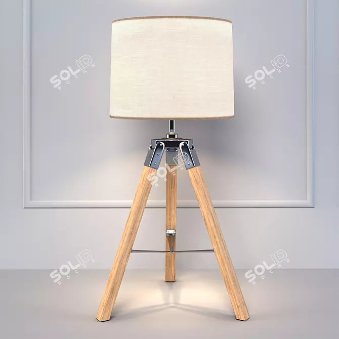 Hakon Table Lamp: Elegant Wood & Fabric Design (JYSK) 3D model image 1