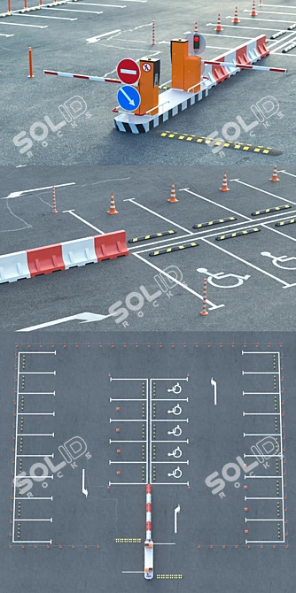 Parking Lot Builder Kit: Road Fences & Equipment 3D model image 3