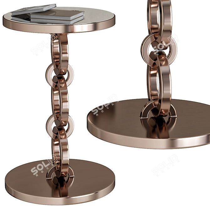 Elegant Golden Bracelet Side Table 3D model image 2