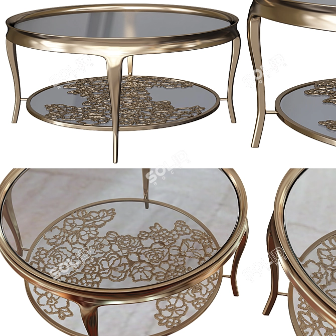 Artisanal Wood Coffee Table 3D model image 1