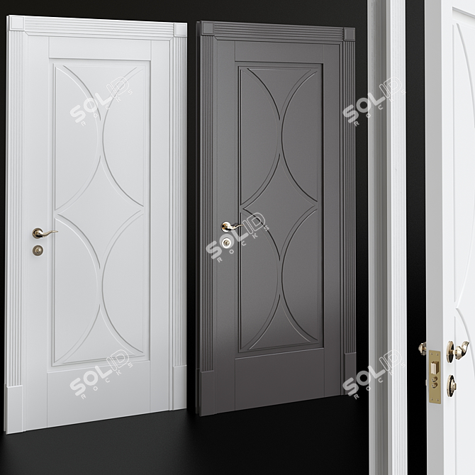 Elegant Neoclassic Interior Door 3D model image 1