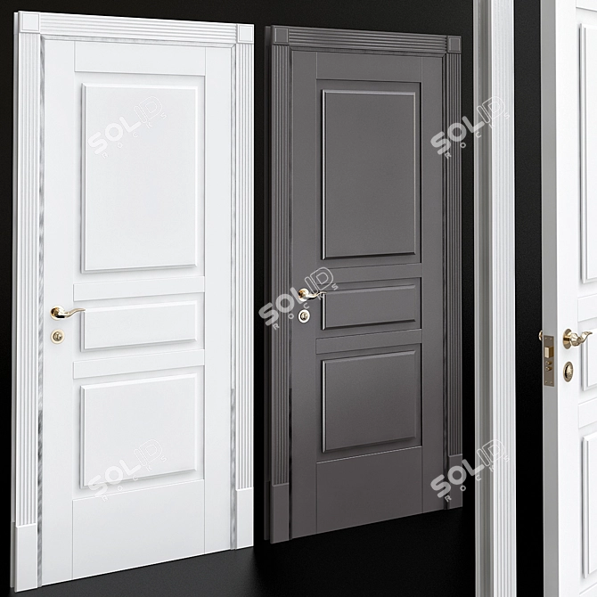 Elegant Solo Neoclassic Doors 3D model image 1