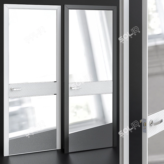 Elegant Silver Glass Doors 3D model image 1