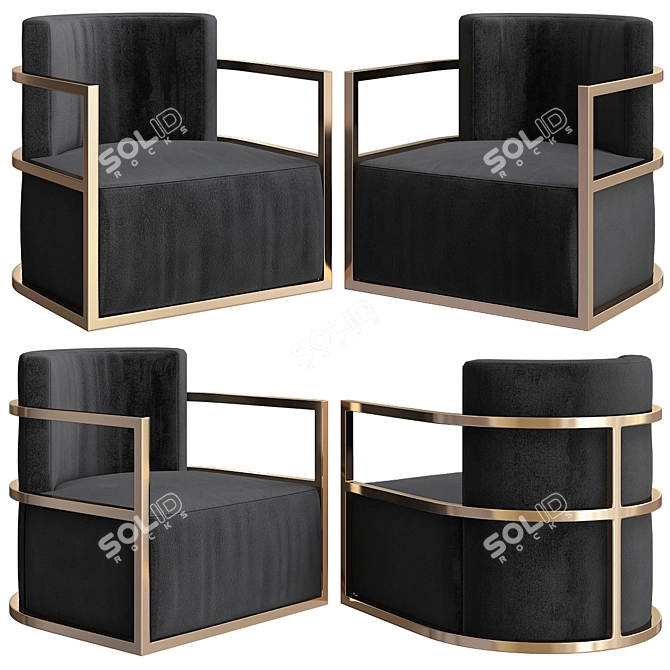 Luxury Velvet and Gold Occasional Chair 3D model image 1