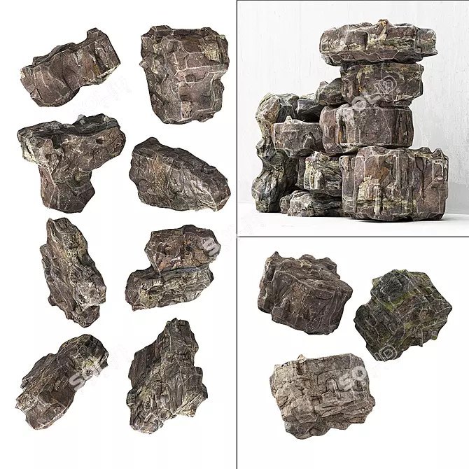 Elegant Granite Rock Stone 3D model image 1