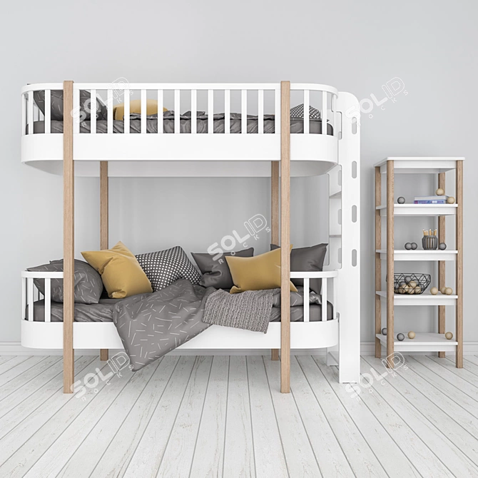 Ellipse Classic Bunk Bed: Stylish and Space-Saving 3D model image 1