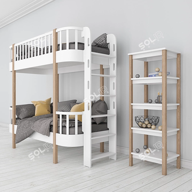 Ellipse Classic Bunk Bed: Stylish and Space-Saving 3D model image 2