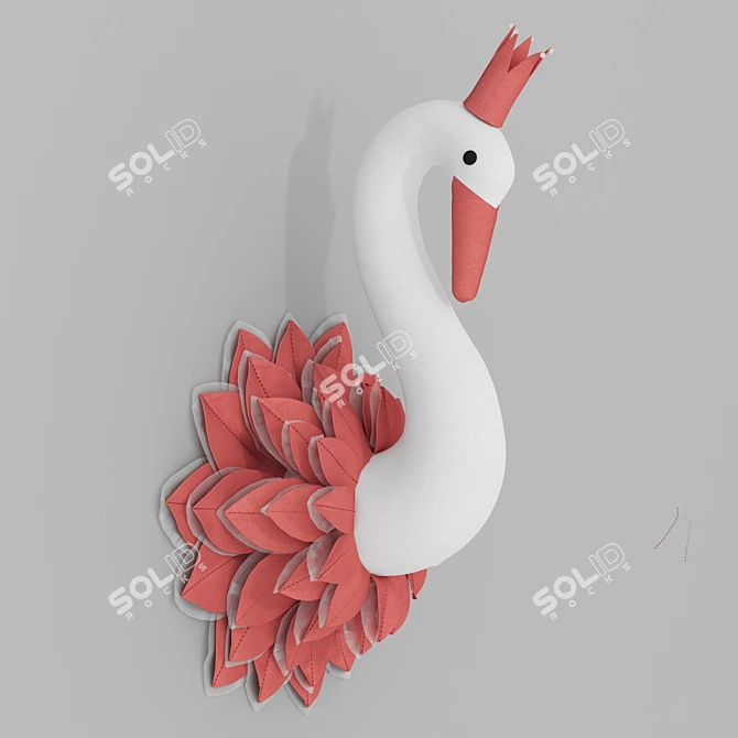 Felt Swan Decor for Nursery 3D model image 1