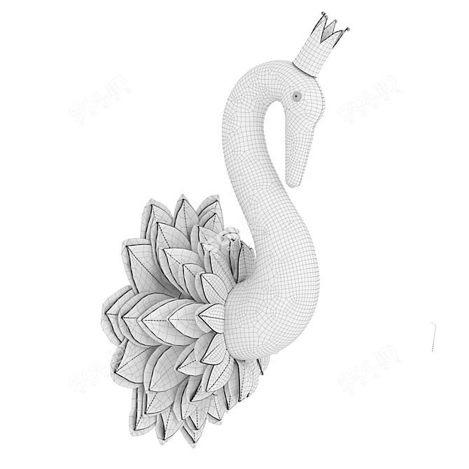 Felt Swan Decor for Nursery 3D model image 3